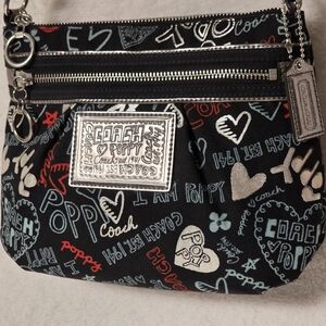 Coach Poppy limited edition Luxe metallic graffiti glam hearts crossbody bag